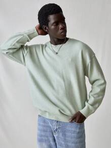 Manfinity VCAY Men's Fashionable Slim Fit Casual Knitted Long Sleeve Sweater, For Fall Winter - Green - View 5