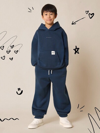 SUMWON Matching Two Piece Hoodie Sweatpants Set Casual Fleece Tracksuit Winter Fall Cozy Loungewear Training Sport Outfit With Centre Pocket