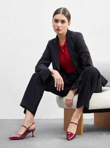 CUCCOO BIZCHIC 女士银色漆皮尖头细跟高跟鞋秋季 - 紅色 - 查看 10