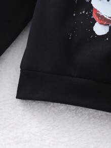 Tween Girl Christmas Snowman Print Sweatshirt - Black - View 3