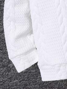 2 件/套年轻男孩女孩休闲舒适通勤连帽长袖上衣和裤子套装，适合冬季，适合保暖，适合返校，适合日常使用，适合圣诞节，适合生日派对，基本款和百搭款，适合万圣节，简约而毛绒。 - 白色 - 查看 7