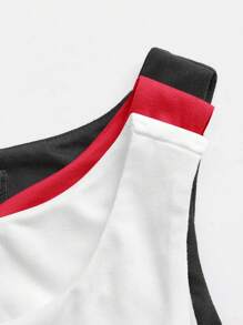 SHEIN BASICS 3pcs/Pack Casual Solid Color Round Neck Sleeveless Fitted Knit Bodysuit For Women/Summer - Red - View 6
