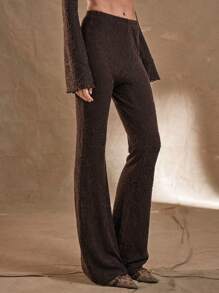 MUSERA Pantalones acampanados de gasa con estampado floral elegante para verano, festival y vacaciones - Café integral - Ver 3