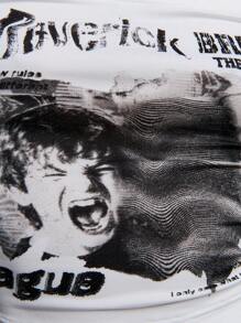 SHEIN Unity Stylish Personalized Letter Print Fitted Cropped Bandeau Top - Black and White - View 6