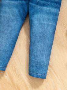 SHEIN Leap Crew 3 件套女婴格子衬衫、针织内衣和长裤套装，适合秋冬季的可爱套装 - 彩色 - 查看 11