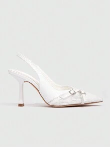 CUCCOO CHICEST 女士白色蕾丝尖头高跟鞋派对新娘结婚周年纪念鞋 - 白色 - 查看 7