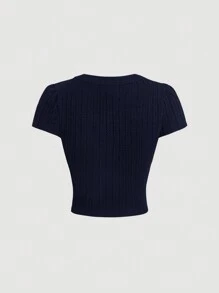 SHEIN MOD T-shirt à manches courtes avec bouton en métal noir, vêtements pour la rentrée scolaire, t-shirt pour femmes en automne, Top noir, chemises pour enseignantes, vêtements vintage pour femmes, chemise ajustée, mode des années 90, vêtements scolaires, tenues de sortie, t-shirt preppy pour femmes, tenues d'automne pour femmes, premier jour d'école, vêtements scolaires, tenue de bureau, hauts mignons pour l'école, hauts preppy