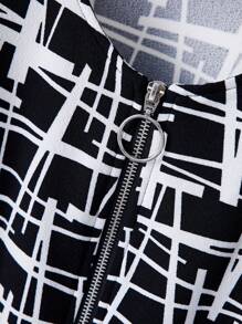 EMERY ROSE Women's Casual Full-Print Cropped Jacket, Spring & Autumn - Multicolor - View 4