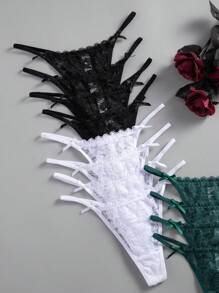 12 chiếc/gói quần lót ren G-string lãng mạn cho phụ nữ, nhiều màu sắc, đồ lót phong cách gợi cảm - Nhiều màu - Xem 5