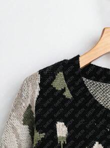 SHEIN LUNE Plus Size Floral Print Crew Neck Casual Relaxed Comfortable Pullover Sweater Knit Pullover Fall Winter Outfit