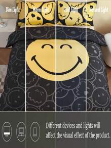 SmileyWorld® | SHEIN 卡通表情设计床上用品套件 - 彩色 - 查看 9