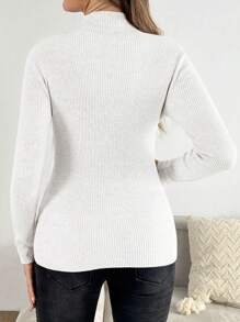 SHEIN Maternity Solid Color Stand Collar Long Sleeve Minimalist Sweater, Casual Everyday Wear, For Winter