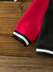 Bộ 2 quần áo bóng chày và quần nỉ in logo bò tót trẻ em màu tương phản, thu/đông - màu đen - Xem 7