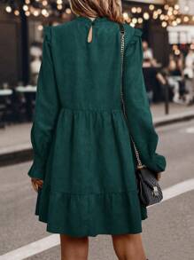 SHEIN LUNE Vestido holgado de manga larga con volantes y unicolor, estilo muñeca, para otoño