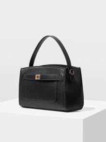 MOTF PREMIUM WOMEN'S BLACK SIMPLE & VERSATILE COMMUTER HANDBAG, ELEGANT BAG, BAG FOR WOMEN ELEGANT, LUXURY, BEST MOTHER'S DAY GIFTS WOMEN, BUSINESS CASUAL WOMAN BAG PERFECT FOR OFFICE BUSINESS AND WORK , MUM GIFTS - Black - View 4