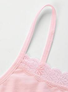 SHEIN 4pcs/Set Lace Trim Tween Girls Minimalist Fashion Gray, Pink, Black Camisole Bra Set - Multicolor - View 4