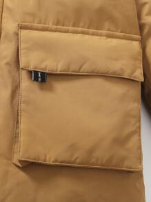 SHEIN Kids Mid-Length Down Jacket, 2024 New Arrivals, Boys/Girls, Toddlers, Thickened Work Wear Down Coat