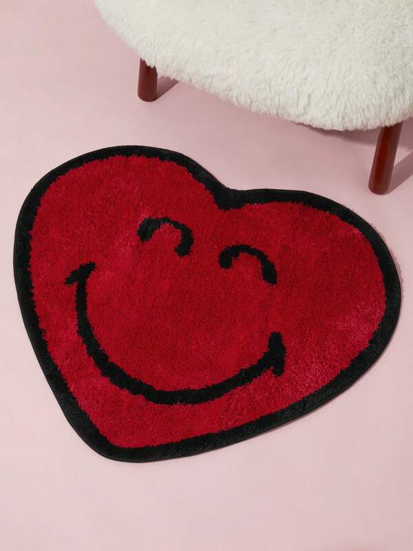 SmileyWorld® | SHEIN 1 pieza Alfombra suave con forma de corazón linda