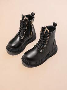 Stylish Simple Boots With Cute Cat Ear Zipper Design, Comfortable & Soft - Black - View 6