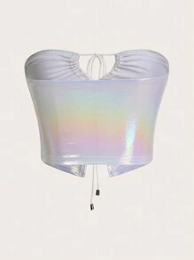 SHEIN ICON 1 pieza Top bandeau de mujer con ajuste ceñido, encaje y recubrimiento polarizado