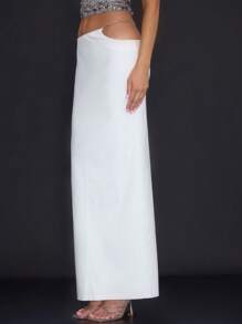 MUSERA 侧开衩长裙，优雅夏日派对性感之选 - 奶油色 - 查看 3