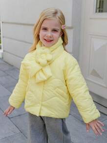 Young Girls Floral Jacket With Yellow Floral Scarf, Dark Pattern Print - Yellow - View 9