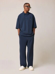 SUMWON Áo thun polo Essential Waffle siêu cao cấp vừa vặn thông thường - Màu xanh lam - Xem 4