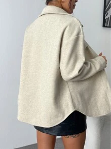 SHEIN LUNE Cappotto lungo da donna, spesso e caldo per l'autunno/inverno - Albicocca - Visualizzare 2