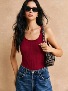 Poéselle Solid Cable Knit Tank Top