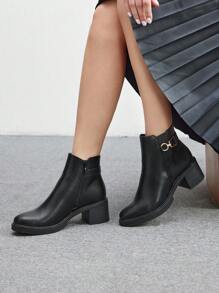 CUCCOO BIZCHIC Giày cao đến mắt cá chân có khóa kéo sành điệu dành cho nữ - màu đen - Xem 5