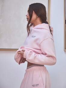 Musera Sport Áo nỉ thể thao có mũ trùm đầu in logo cỡ lớn, thích hợp cho Padel, Tennis, Pickleball, tập gym, thể dục, yoga, pilates, mặc hàng ngày. - Màu Hồng baby - Xem 2