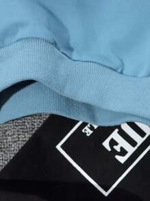 SHEIN Bộ 2 áo hoodie tay dài cổ tròn in chữ cho bé trai và quần bo thun thường ngày, mùa thu - Nhiều màu - Xem 5