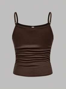 SHEIN Girlism 3 件套 Tween 女童休闲运动吊带背心基本款套装 - 棕色 - 查看 7