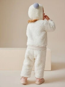 SHEIN 2 cái/bộ trẻ sơ sinh bé gái dễ thương, họa tiết mèo bông, mặc hàng ngày - trắng - Xem 2