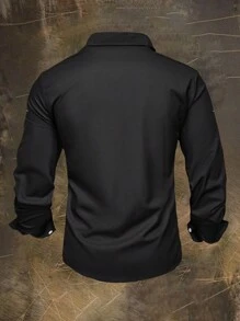 Manfinity LEGND 男士骷髅印花休闲时尚长袖衬衫，秋季