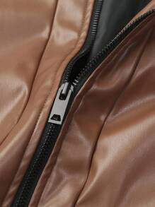 Manfinity EMRG 1pc Men's Plain Front Zip Up Long Sleeve Casual Jacket - Brown - View 8