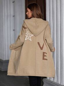 Chiquease Cárdigan térmico tejido de manga larga minimalista y casual con detalles de patrón de letras para mujer