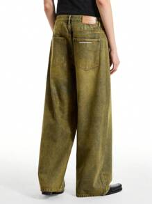 NEON BLANC Jeans de hombre desgastados y lavados con ajuste holgado - Mostaza Amarilla - Ver 2