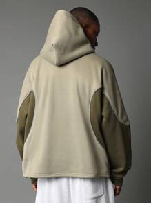 SUMWON Hoodie Pullover Society Collection Desain Dua Warna Logo Bordir Pakaian Kasual Streetwear Athleisure Esensial Musim Gugur Musim Dingin Nyaman Gaya Hidup Aktif - Hijau - View 3