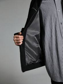 Manfinity VCAY Chaqueta con rayas reflectantes y forro de borreguillo de estilo urbano para hombres, apta para otoño/invierno