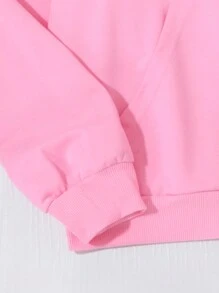 2pcs/Set Teenage Girls Casual Loose Pink Hoodie Sweatshirt With Letter Print + Black Leggings, Autumn