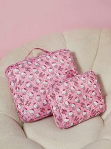 HELLO KITTY AND FRIENDS | SHEIN Leopard Print Contrast Mesh Zipper Front Travel Organizer Bag