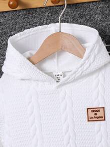 2 件/套年轻男孩女孩休闲舒适通勤连帽长袖上衣和裤子套装，适合冬季，适合保暖，适合返校，适合日常使用，适合圣诞节，适合生日派对，基本款和百搭款，适合万圣节，简约而毛绒。 - 白色 - 查看 4