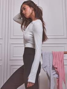 Musera Sport Camiseta deportiva de mujer con espalda recortada 2 en 1 para gimnasio y fitness