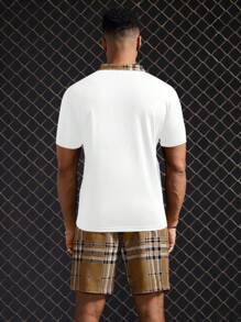 Manfinity Homme 2 Stück Herren Gestricktes Polohemd und Gewobene Shorts Set
