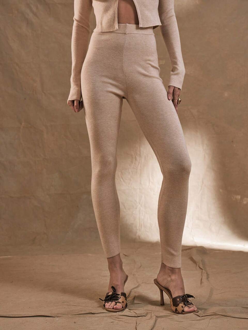 WESTERN Solid High Waist Knit Pants