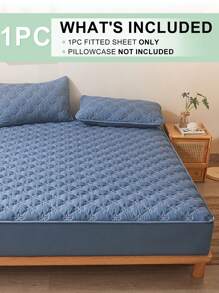 1件纯色床笠，床垫罩，床笠，透气舒适床垫保护套，柔软防起球床罩，亲肤床笠，简约风格床上用品，简约家居装饰，适合所有床尺寸 - 藍色 - 查看 2