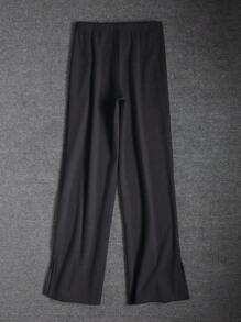 SHEIN BASICS بلوزة نسائية ذات أكمام متسعة محبوكة ذات لون أحادي الشكل - رمادي غامق - مشاهدة 7