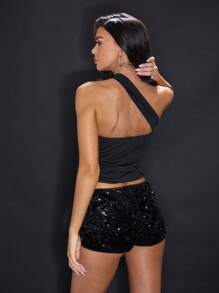 MUSERA Asymmetric One Shoulder Crop Top Sexy Summer Ibiza