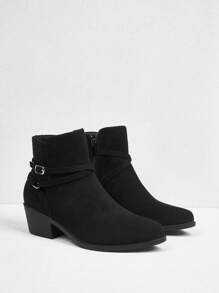 Styleloop 女士金属扣简约踝靴 - 黑色 - 查看 5